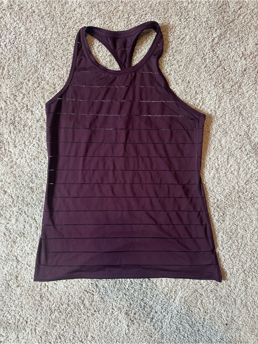 Athleta Racerback Tank Top in Deep Purple with Subtle Stripe Detail